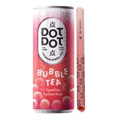 Dot Dot Sparkling Lychee Rose Bubble Tea Can with Straw