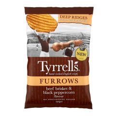 Tyrrells Furrows Beef Brisket & Black Peppercorn Flavour Potato Crisps Sharing 150g